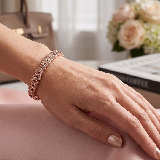 D'Joy Rosa Diamant 19cm Armband, 925 Silber 750 Roségold Vermeil - 1,13 ct.
