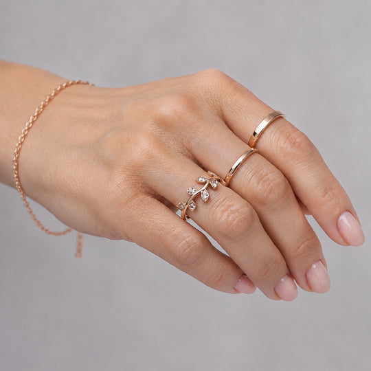 D'Joy Rosa Diamant Ring, 925 Silber 750 Roségold Vermeil - 0,11 ct.