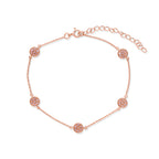 D'Joy Natürlicher Rosa Diamant (roh) Armband ca. 19 cm+ 5 cm Extender 925 Silber 750 Roségold vermeil ca. 0.45 ct