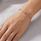 D'Joy Natürlicher Rosa Diamant (roh) Armband ca. 19 cm+ 5 cm Extender 925 Silber 750 Roségold vermeil ca. 0.45 ct