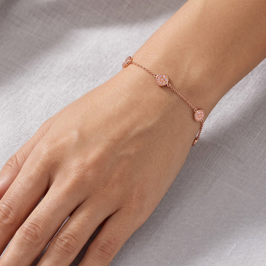 D'Joy natürliches Rosa Diamant 19+5cm Armband, 925 Silber 750 Roségold Vermeil - 0,25 ct.
