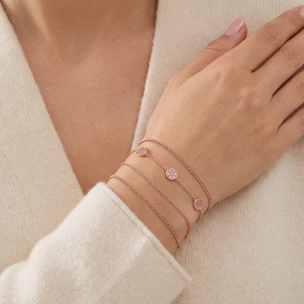 D'Joy Natürlicher Rosa Diamant (roh) Armband ca. 19 cm+ 5 cm Extender 925 Silber 750 Roségold vermeil ca. 0.45 ct