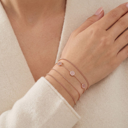 D'Joy natürliches Rosa Diamant 19+5cm Armband, 925 Silber 750 Roségold Vermeil - 0,25 ct.