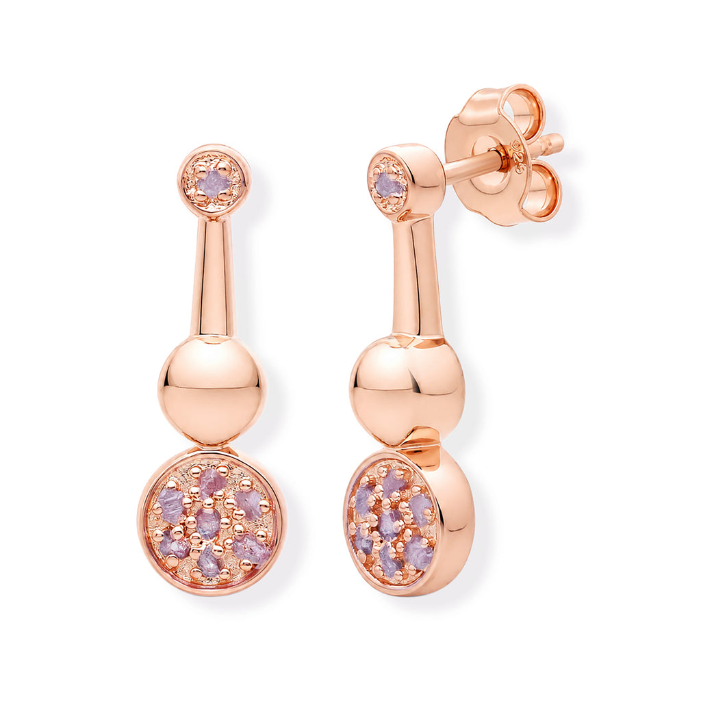 D'Joy Rosa Diamant Ohrringe 925 Silber 750 Roségold vermeil (10-15 Werktage Lieferzeit) ca. 0,11 ct.