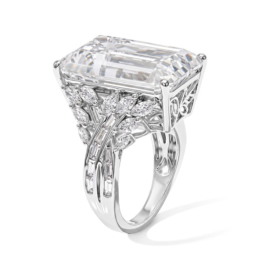 D'Joy Moissanit Ring, 925 Silber rhodiniert - 20,78 ct,