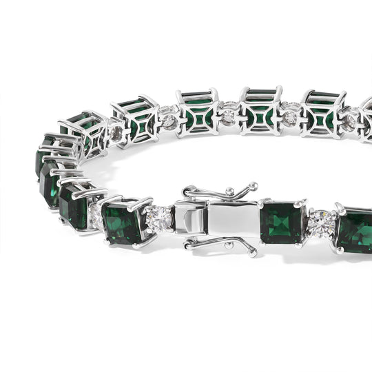 D'Joy Alexandrit Quarz Triplette, Moissanit Armband ca. 20 cm 925 Silber Rhodiniert ca. 29,11 ct.