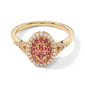 D'Joy AA Padparadscha Saphir, Weißer Zirkon Ring 925 Silber 750 Gelbgold vermeil (Größe 18.00) ca. 1.22 ct