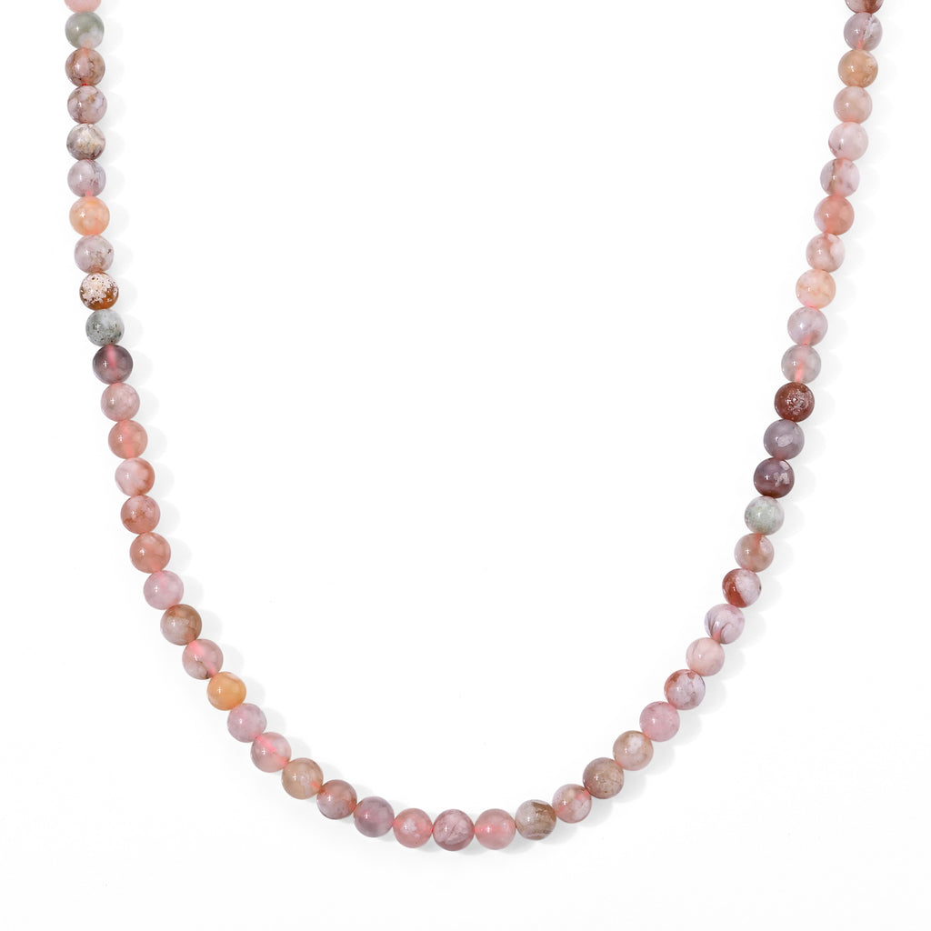 Blumen-Achat Halskette ca. 50 cm 316L Edelstahl ca. 120,00 ct.