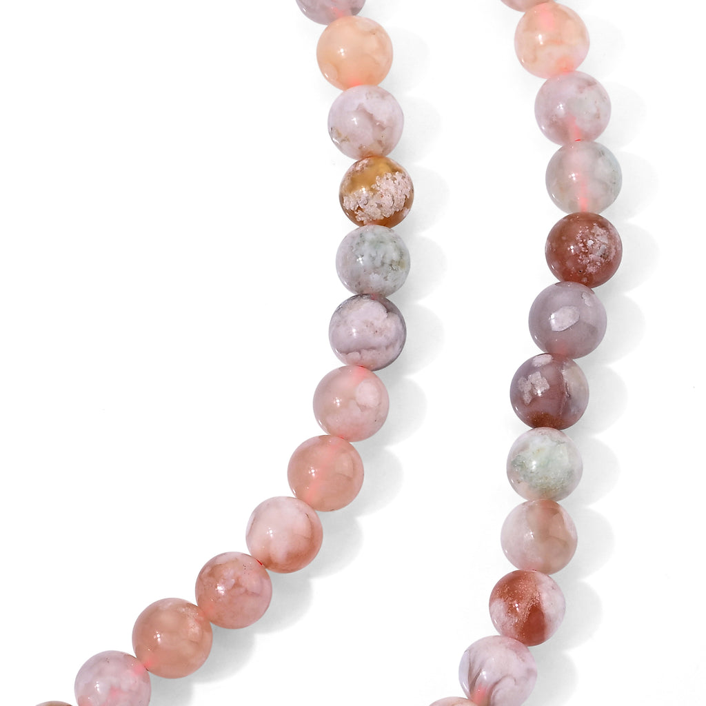 Blumen-Achat Halskette ca. 50 cm 316L Edelstahl ca. 120,00 ct.