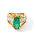 EVER TRUE Smaragd-Quarz Triplette, Weißer Topas Ring Reine Bronze (Größe 17.00) ca. 8,34 ct
