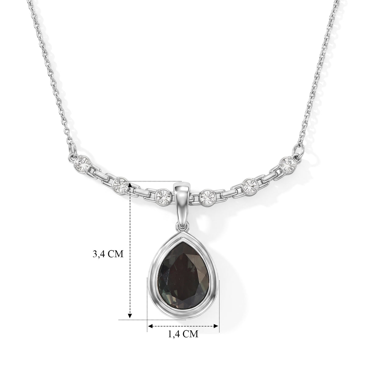 EVER TRUE Alexandrit Quarz Triplette, Weißer Zirkon Halskette ca. 50 cm 316L Edelstahl ca. 10.16 ct