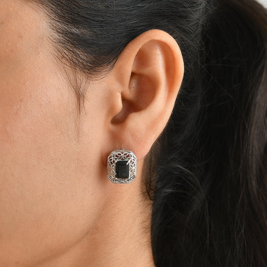 D'Joy Alexandrit Quarz Triplette Ohrringe 925 Silber Rhodiniert ca. 3.71 ct