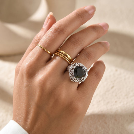 D'Joy Alexandrit Quarz Triplette Ring 925 Silber Rhodiniert (Größe 18.00) ca. 6,21 ct