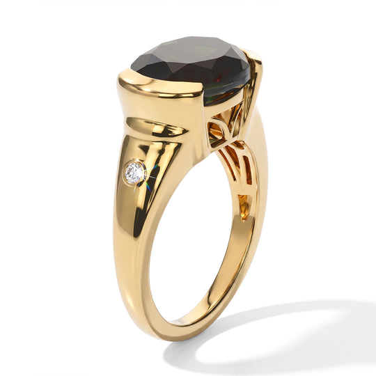 EVER TRUE Alexandrit Quarz Triplette, Weißer Diamant Ring Reine Bronze (Größe 17.00) ca. 5,27 ct