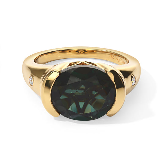 EVER TRUE Alexandrit Quarz Triplette, Weißer Diamant Ring Reine Bronze (Größe 17.00) ca. 5,27 ct