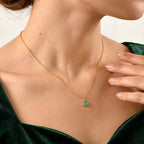 D'Joy Smaragd-Quarz Triplette Anhänger 925 Silber 750 Vergoldet ca. 1.57 ct