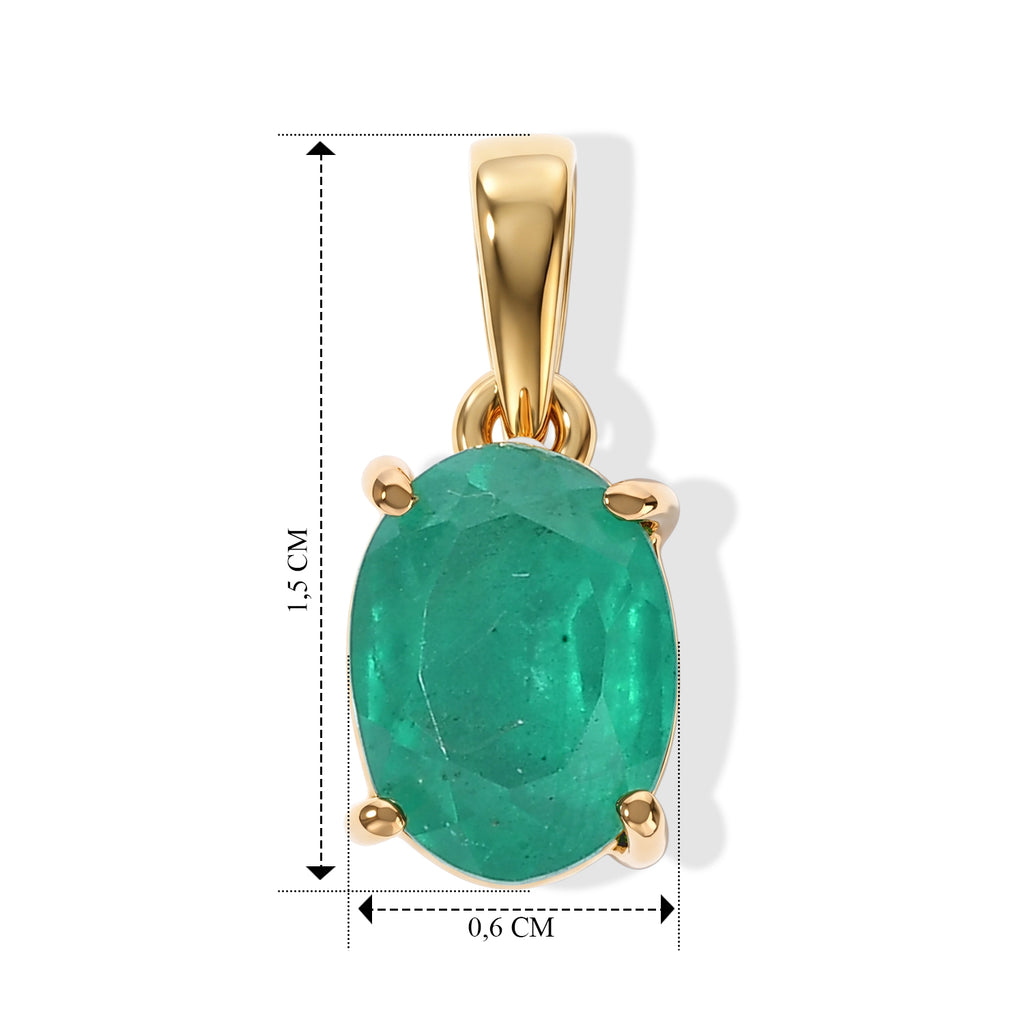 D'Joy Smaragd-Quarz Triplette Anhänger 925 Silber 750 Vergoldet ca. 1.53 ct