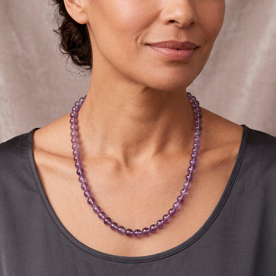 D'Joy Rose de France Amethyst Halskette ca. 50 cm 925 Silber Rhodiniert ca. 120,00 ct.
