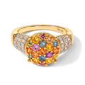 D'Joy Mehrfarbig Saphir Ring 925 Silber 750 Gelbgold vermeil (Größe 17.00) ca. 1.95 ct
