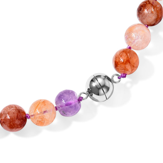 Afrikanische Amethyst und mehrfarbige Hämatoid Quarz 50cm Halskette, 316L Edelstahl und Legierung in Goldton - 445 ct.