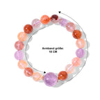 Afrikanisches Amethyst und mehrfarbiges Hämatoid Quarz flexibles Armband (17,5-19cm), Legierung in Goldton - 170 ct.