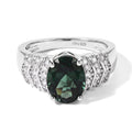 D'Joy Alexandrit Quarz Triplette, Weißer Zirkon Ring 925 Silber Rhodiniert (Größe 17.00) ca. 3,30 ct