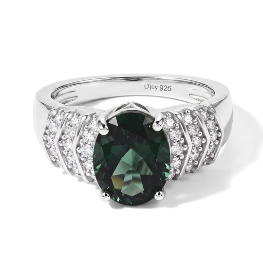 D'Joy Alexandrit Quarz Triplette, Weißer Zirkon Ring 925 Silber Rhodiniert (Größe 21.00) ca. 3,30 ct