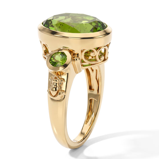 GP - Chartreuse Quarz, Peridot Ring 925 Silber 750 Gelbgold vermeil (Größe 18.00) ca. 6,91 ct