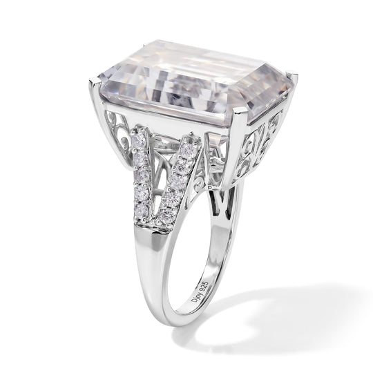 D'Joy Moissanit ( 20*15mm)  Ring 925 Silber Rhodiniert (Größe 18.00) ca. 24.60 ct