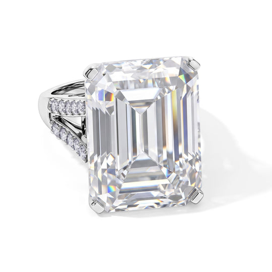 D'Joy Moissanit ( 20*15mm)  Ring 925 Silber Rhodiniert (Größe 18.00) ca. 24.60 ct