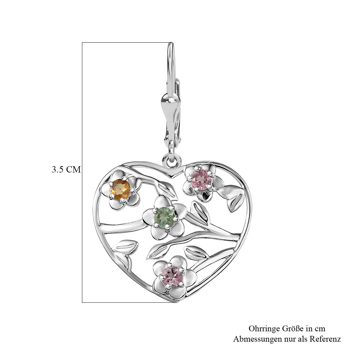 D'Joy Multi-Turmalin Anhänger mit 50cm Kette und Ohrringe
