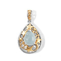 GP - AA Milchiger Aquamarin, Kanchanaburi Blauer Saphir Anhänger 925 Silber Rhodiniert und 750 Gelbgold Vermeil ca. 1,96 ct.