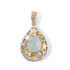GP - AA Milchiger Aquamarin, Kanchanaburi Blauer Saphir Anhänger 925 Silber Rhodiniert und 750 Gelbgold Vermeil ca. 1,96 ct.