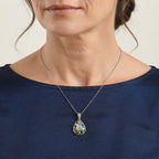 GP - AA Milchiger Aquamarin, Kanchanaburi Blauer Saphir Anhänger 925 Silber Rhodiniert und 750 Gelbgold Vermeil ca. 1,96 ct.