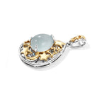 GP - AA Milchiger Aquamarin, Kanchanaburi Blauer Saphir Anhänger 925 Silber Rhodiniert und 750 Gelbgold Vermeil ca. 1,96 ct.