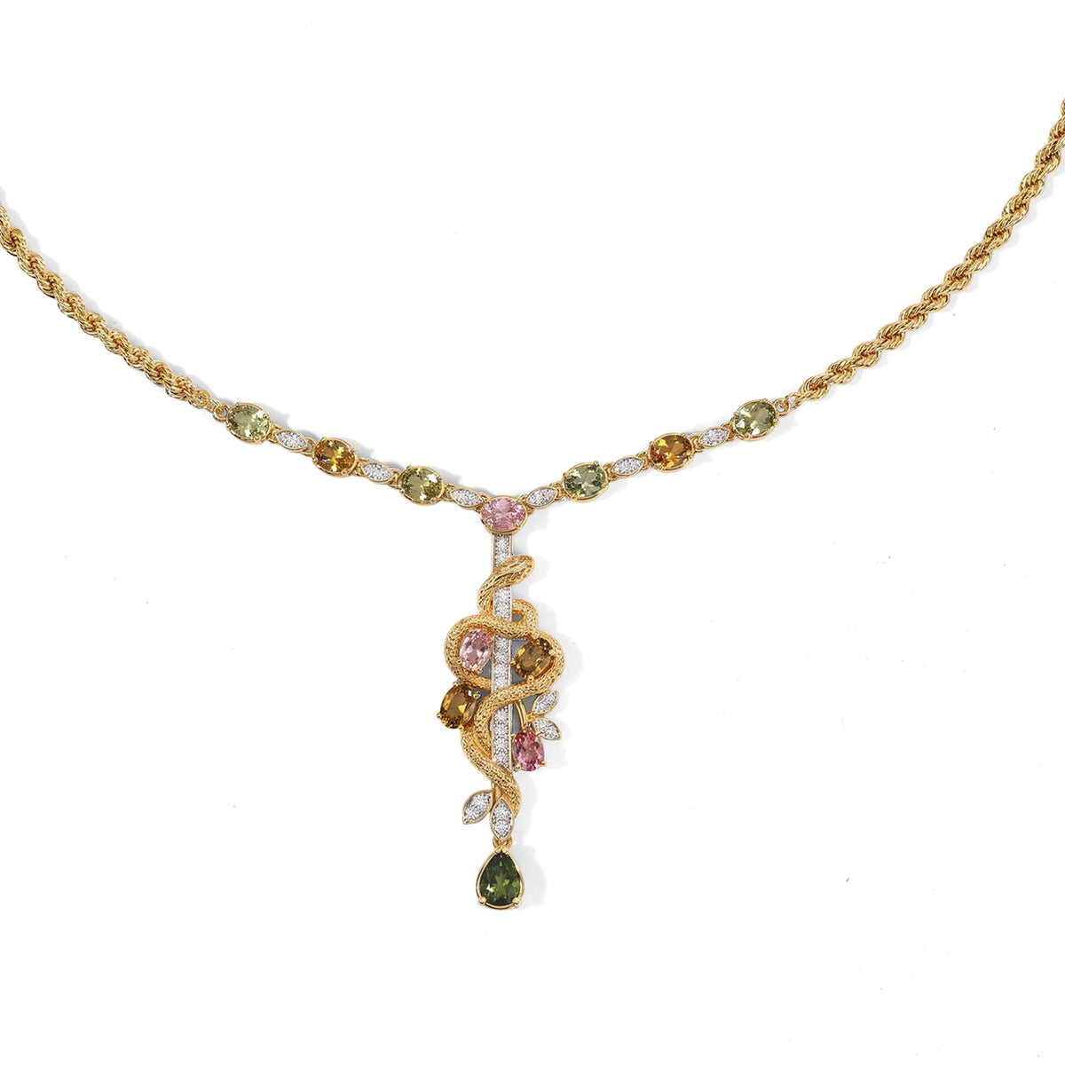 GP Trionfo Kollektion - AA Mehrfarbige-Turmalin Halskette ca. 45 cm 925 Silber 750 Gelbgold vermeil ca. 4.82 ct