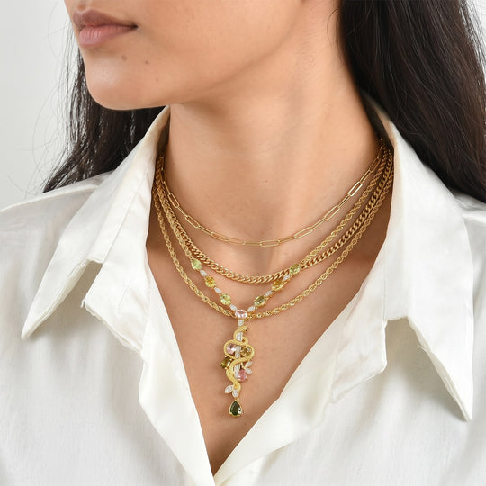 GP Trionfo Kollektion - AA Mehrfarbige-Turmalin Halskette ca. 45 cm 925 Silber 750 Gelbgold vermeil ca. 4.82 ct