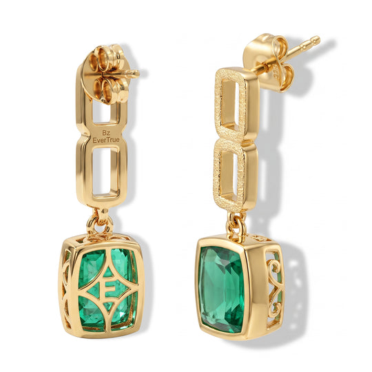EVER TRUE Smaragd-Quarz Triplette Ohrringe Reine Bronze ca. 5.27 ct