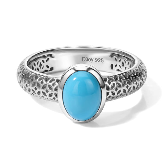 D'Joy Sleeping Beauty Türkis Ring 925 Silber Rhodiniert (Größe 21.00) ca. 1,15 ct