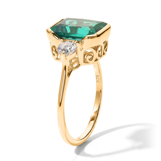 LUXURIANT AAA Labor kolumbianischer Smaragd und Labor Diamant Ring in 375 Gold - 3,60 ct.