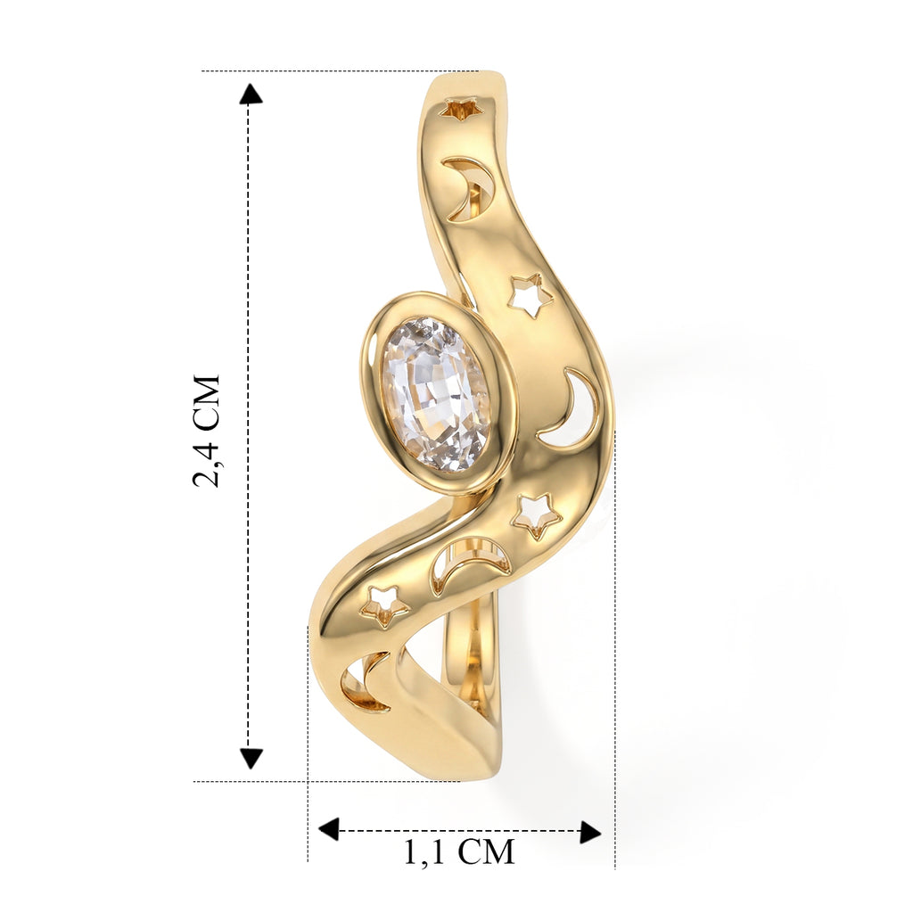 GP - AA Weißer Saphir, Blauer Saphir Ohrringe 925 Silber 750 Gelbgold vermeil ca. 0,57 ct.