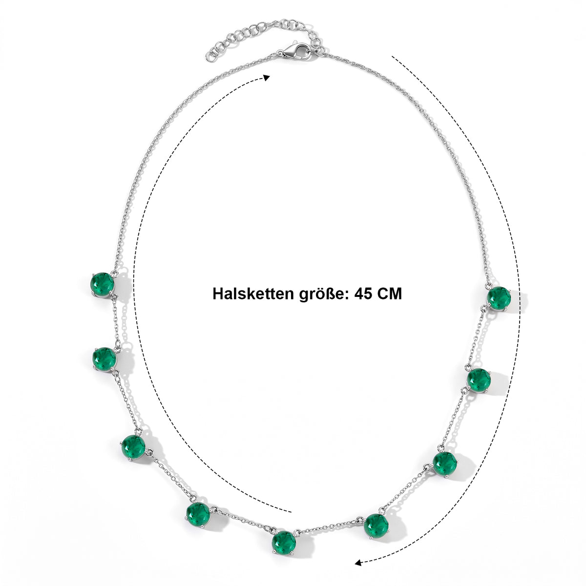 EVER TRUE Smaragd-Quarz Triplette Halskette ca. 45 cm 316L Edelstahl ca. 21,83 ct.