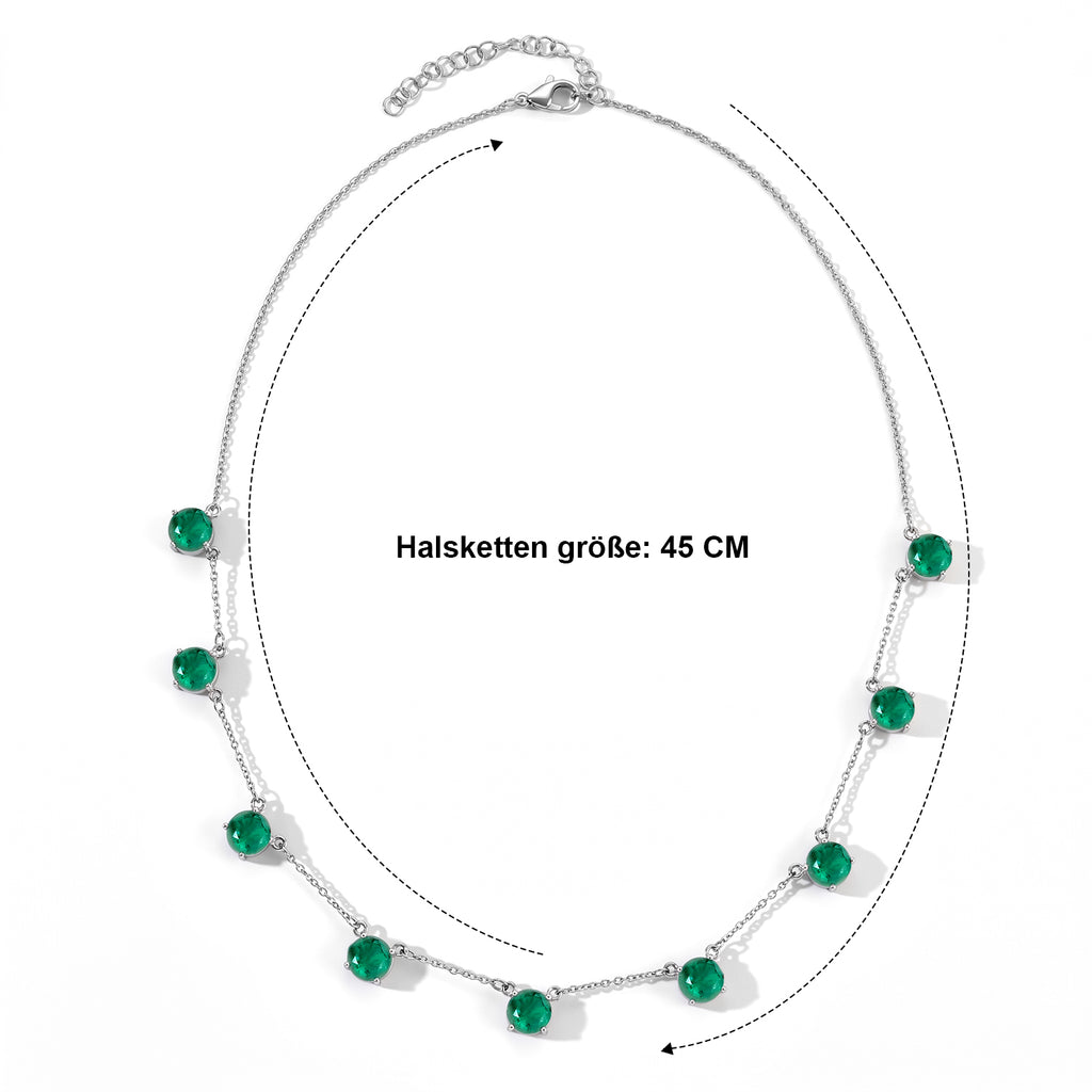 EVER TRUE Smaragd-Quarz Triplette Halskette ca. 45 cm 316L Edelstahl ca. 21,83 ct.