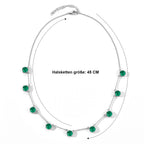 EVER TRUE Smaragd-Quarz Triplette Halskette ca. 45 cm 316L Edelstahl ca. 21,83 ct.