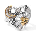 GP - Weißer Zirkon Ring 925 Silber Rhodiniert und 750 Gelbgold Vermeil (Größe 18.00) ca. 0,76 ct
