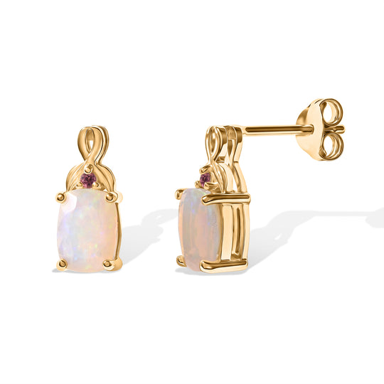 D'Joy AA Natürlicher, äthiopischer Welo Opal, Moissanit Ohrringe 925 Silber 750 Vergoldet ca. 1.30 ct