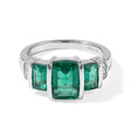 D'Joy Smaragd-Quarz Triplette Ring 925 Silber Rhodiniert (Größe 17.00) ca. 4,15 ct