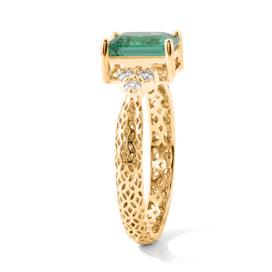 AA Smaragd, Lab Grown Diamant Ring 375 Gold (Größe 16.00) ca. 1,69 ct