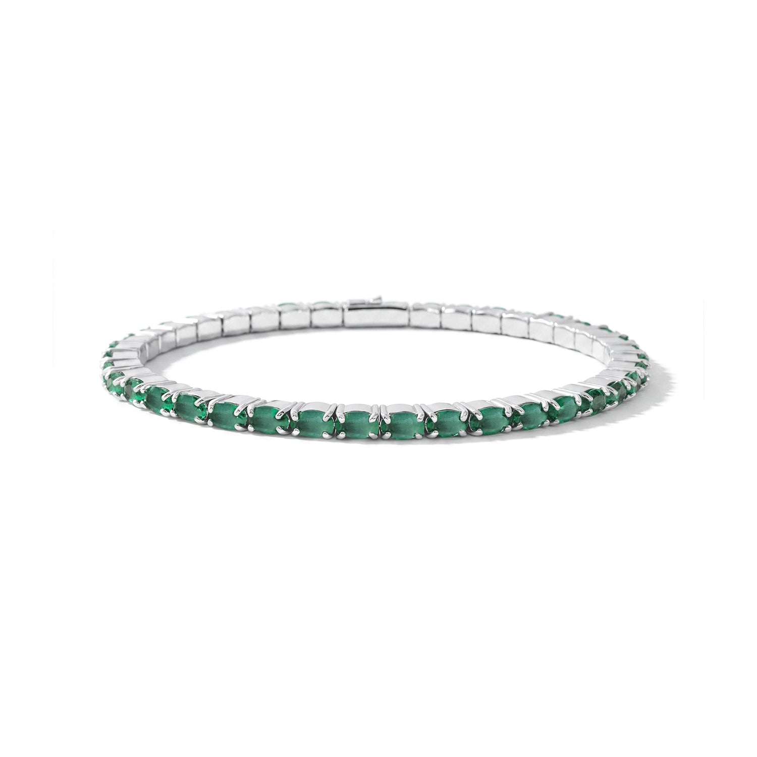 D'Joy AAA Smaragd Armreif ca. 19 cm 925 Silber Rhodiniert ca. 9,3. (7-10 Werktage Lieferzeit) 9.32 ct