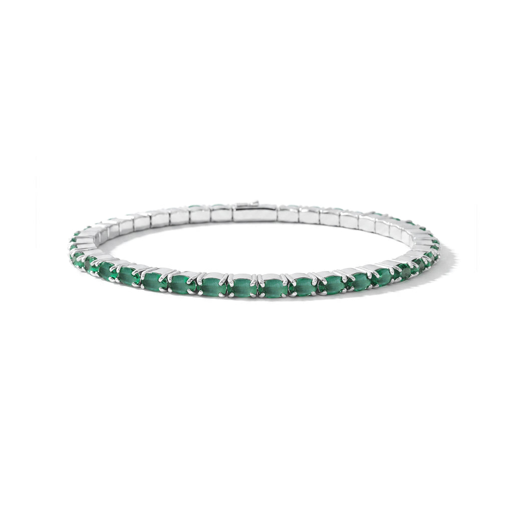 D'Joy AAA Smaragd Armreif ca. 19 cm 925 Silber Rhodiniert ca. 9,3. (7-10 Werktage Lieferzeit) 9.32 ct